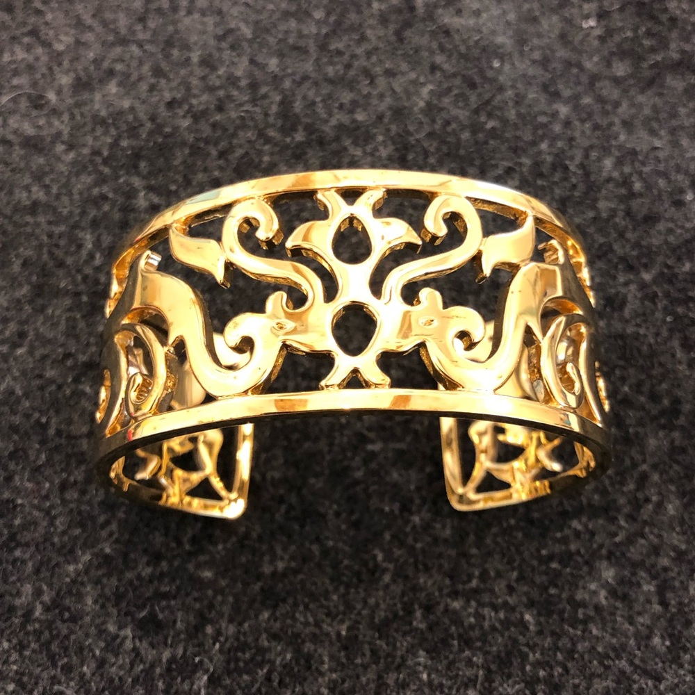 Juicy Couture Gold Filigree Cuff Bracelet NWT Dust Bag Statement Bangle